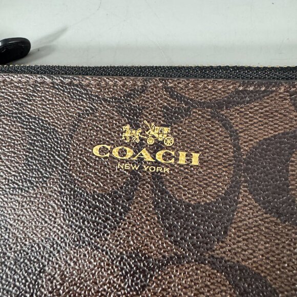 Coach C53563 Brown Leather CC Signature Double Zippered Wallet/Wristlet - Picture 4 of 12